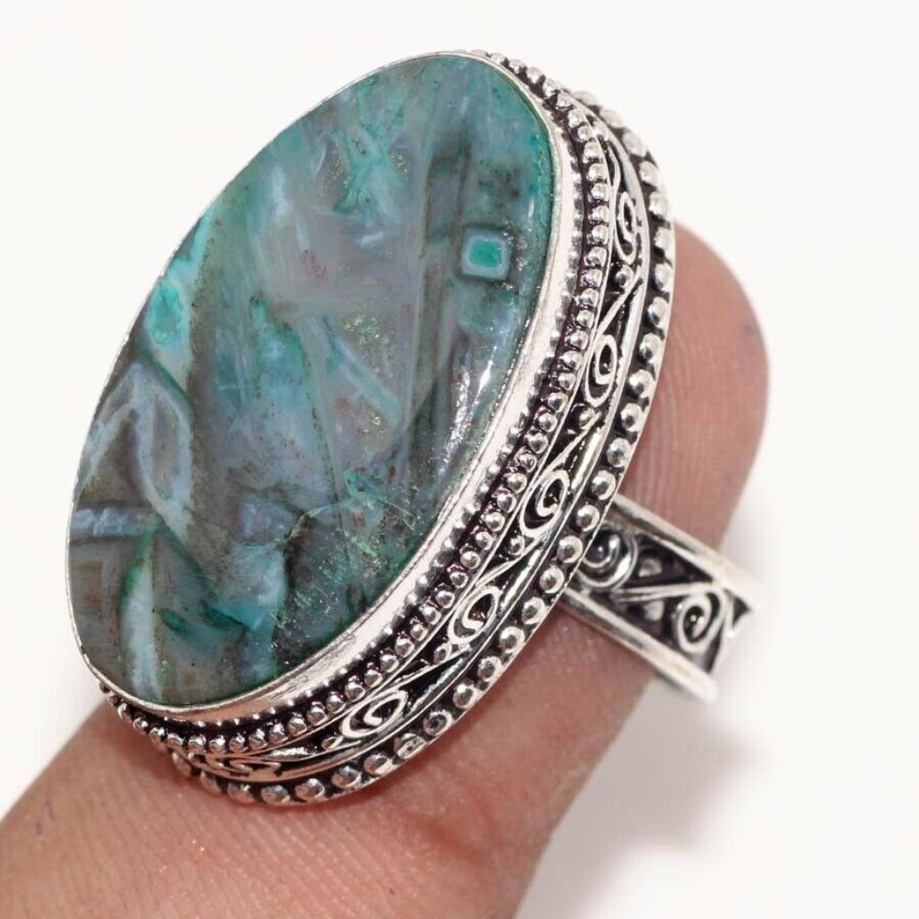 Beautiful Handmade Stick Agate 925 Vintage Ring